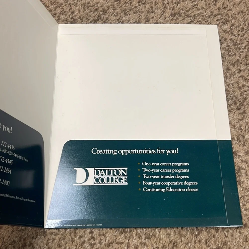 Vintage Dalton College folder Serving Northwest Georgia